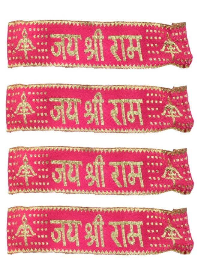 Elysian Jai Shree Ram HeadBand Jai Shree Ram Matha Patti Traditional Jai Shree Ram Patka Red Color With Elastic Size 21cm x 4cm For Bhajans Men Women Boys & Girls Hindu Religious Function (12 Pcs)